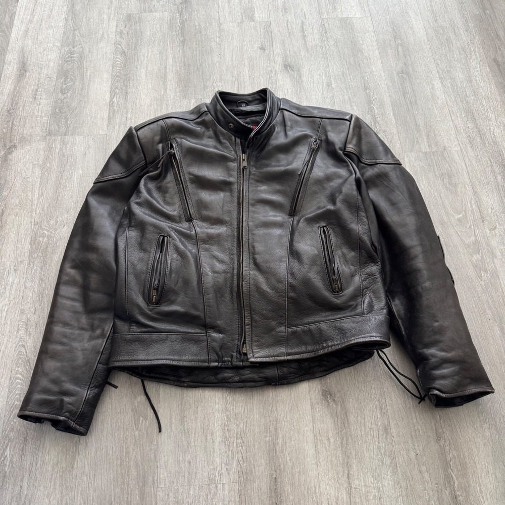 Midtown Cycles NYC Mens Leather Motorcycle Jacket 3M Thinsulate Black Size 48
